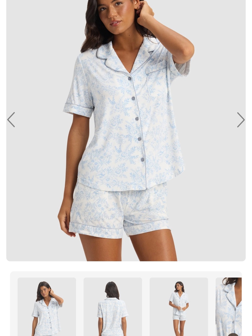 cozy earth Baby Blue Floral Print Short Pajama Set XS